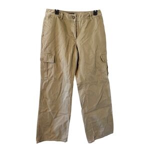 New York & Company Women Khaki Cargo Pants Wide Leg Cotton Tan Size 10